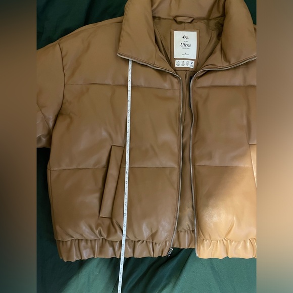 NWT Abercrombie & Fitch Ultra Mini Puffer Camel Vegan Faux Leather Bomber Sz XL - Picture 10 of 13